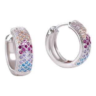 纯银彩钻耳圈复古夸张耳环耳钉奢华高级感港风大圈圈耳扣妈妈礼物