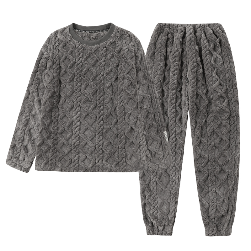 2025新款睡衣男士冬季加绒加厚款法兰绒保暖珊瑚绒家居服大码套装