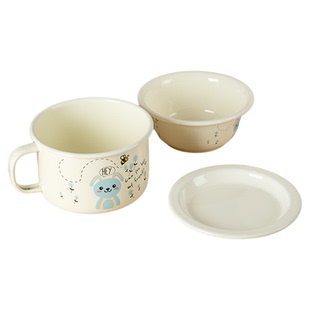 搪瓷泡面碗食品级带盖饭缸快餐杯学生宿舍饭盒食堂打饭饭碗手柄碗