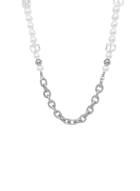 caimou方形水晶珍珠女男珍珠项链