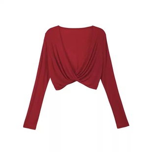 YSH/如风罩衫 节日系列休闲叠穿宽松扭结短款运动上衣瑜伽服外穿