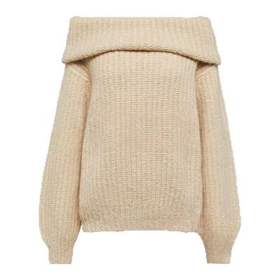 【现货】About Reformation裴珠泫同款一字肩性感针织露肩粗毛衣