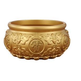 纯黄铜香炉家用上香供奉财神爷专用聚宝盆供佛香火室内熏香炉线香