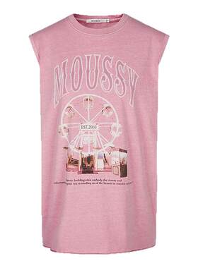 【明星同款】MOUSSY 美式街头摩天轮LOGO无袖T恤028JSX90-1048