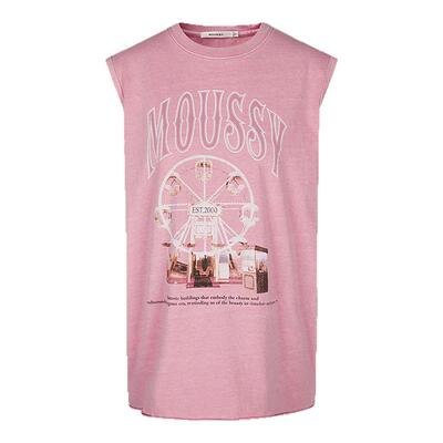 MOUSSY 夏季新品美式街头摩天轮LOGO无袖T恤女028JSX90-1048