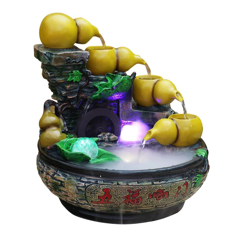 流水喷泉聚宝盆创意家居开业摆件