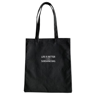 简约字母手提帆布包拉链单肩包棉麻休闲布包零食逛街电脑书包包女