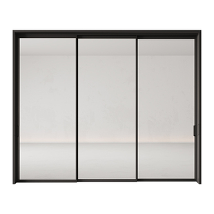 TATA木门铝合金厨房三联动推拉门阳台移门隐形折叠门玻璃门LB010T