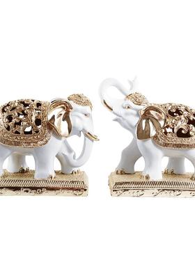 摆设欧式一对镂空工艺大象摆件