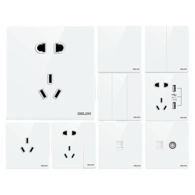 德力西玻璃大板家用开关插座镜面