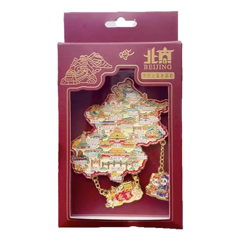 新品正品现货北京景点地图金属冰箱贴旅游纪念品