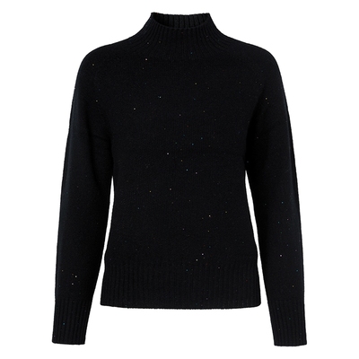马天奴黑色高领长袖针织羊毛衫