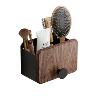 胡桃木浴室卫生间梳子置物架免打孔洗漱台牙膏剃须刀化妆刷收纳筒