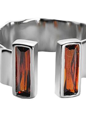 wind 时尚气质暗黑风落日余晖锆石戒指女独特小众设计开口戒指环