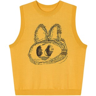 [新款]蓬马大童毛衣背心兔子图案棉25秋装男女儿童pomme de terre