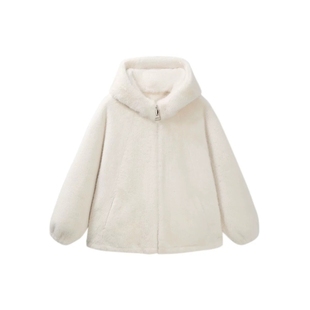 2025秋冬仿水貂毛毛绒皮毛一体外套女中长款环保皮草外套宽松连帽