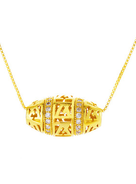 仿黄金镂空路路通转运珠镶钻吊坠