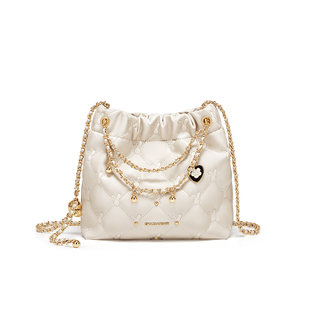 Cnoles蔻一菱格流浪包女高级感白色腋下包包2025新款单肩斜挎包女