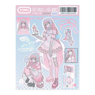 domi贴纸书内页韩国人物平替贴纸手帐咕卡咕本装饰贴纸小女孩贴纸