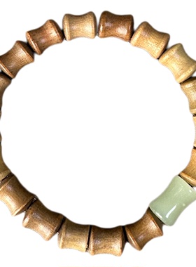 中式国风竹节绿檀木手链单圈精品天然绿檀木手串民族风小众设计女