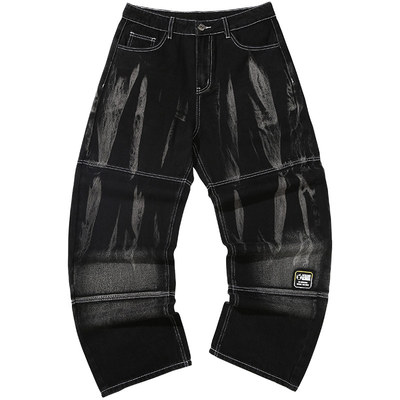 GENANX闪电潮牌复古扎染牛仔裤