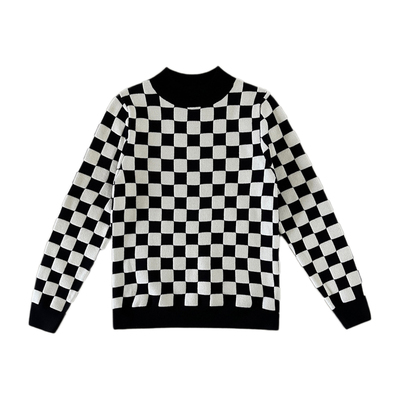 半高领毛衣男款高级感格子针织衫