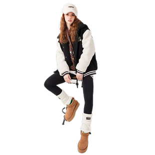 a02美拉德流行2025冬季新款撞色拼接潮酷棒球服仿羊羔毛加厚外套