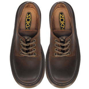 疯家自制 古着厚底疯马皮马丁鞋女真皮增高复古工装鞋松糕鞋子