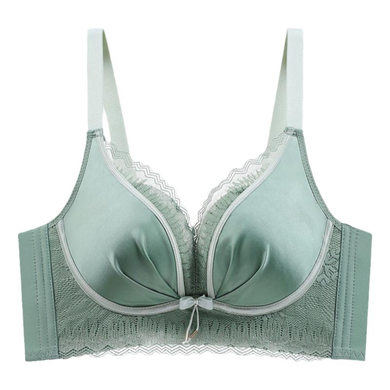 内衣女聚拢小胸缎面无痕胸罩收副乳调整文胸无钢圈3厘米加厚罩杯