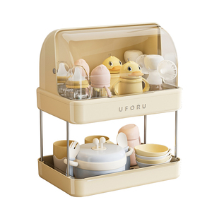 奶瓶收纳盒放婴儿宝宝餐具碗筷辅食工具收纳箱带盖沥水防尘置物架