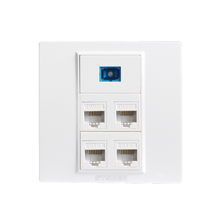 86型暗装家用入户光纤千兆网络网口面板SC光纤带四位六类网线插座