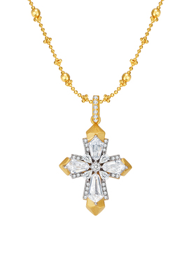 MITHAOL中古拉丝镶钻十字架项链高级感轻奢小众女款锁骨链银饰品