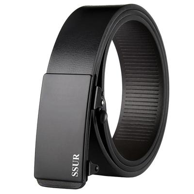 自动扣纯牛皮男士无牙腰带男中年