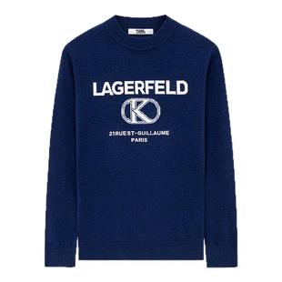 KARL LAGERFELD秋季新款刺绣棉羊毛衫男士商务休闲上衣老佛爷卡尔