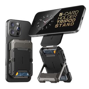 SUPCASE 手机强磁吸折叠金属支架卡包收纳盒magsafe无线手持多功能支撑架子懒人桌面立式迷你稳固卡片套钱包