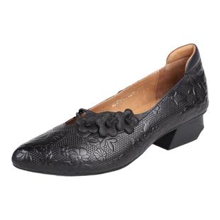 相伴真皮浅口单鞋女软底鞋子一脚蹬皮鞋国风尖头超软中式羊皮女鞋