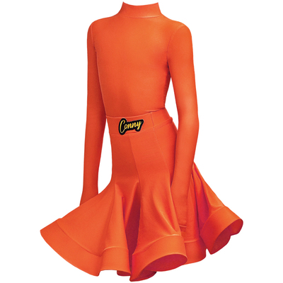 CONNY康尼拉丁舞蹈专业比赛服女儿童规定表演出服高领长袖鱼骨裙