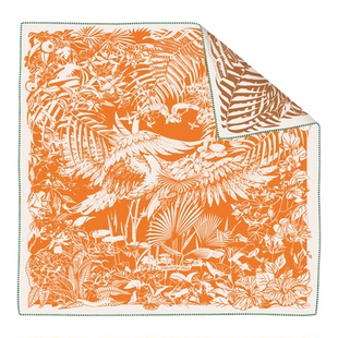 90cm双面异色大方巾植物花鸟仿真丝斜纹法式头巾欧美丝巾裹胸系腰