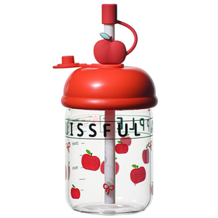 可爱儿童冲奶杯高硼硅耐高温水杯吸管杯子高颜值带刻度奶杯咖啡杯