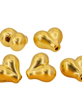 足金999屁桃串珠 手链爱心隔珠手串路路通心形配饰黄金手绳小配件