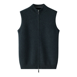 100纯山羊绒开衫马甲男士冬季加厚保暖拉链纯色外套毛衣坎肩背心
