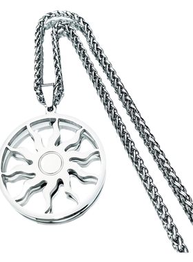 男钛钢嘻哈镂空设计火焰太阳项链