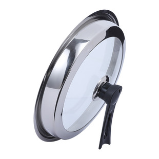 加高不锈钢锅盖加厚家用炒菜炒锅电锅盖子钢化玻璃30CM32CM可立盖