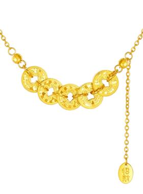 中国珠宝足银碎冰冰五帝钱项链