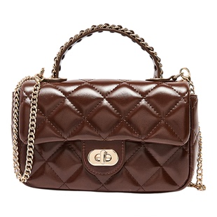 三福手提包冬季韩系菱格小香风链条纯色方包时尚女包512711