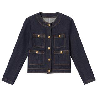 诗篇专选复古丹宁圆领小香风牛仔短外套2026春季新款