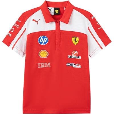 PUMA彪马童装2026夏季新款儿童短袖T恤法拉利赛车系列F1翻领T恤