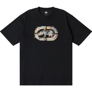 ecko红犀牛 男士夏季青少年短袖黑色t恤2025新款白色宽松圆领上衣