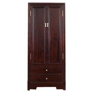 新中式实木挂衣柜两门80cm宽香樟木小户型窄柜子床头收纳储物家具