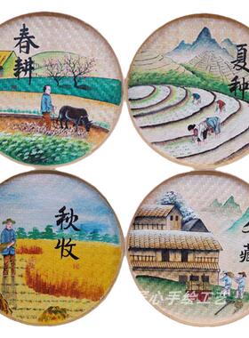 匠心手绘工艺画簸箕手绘